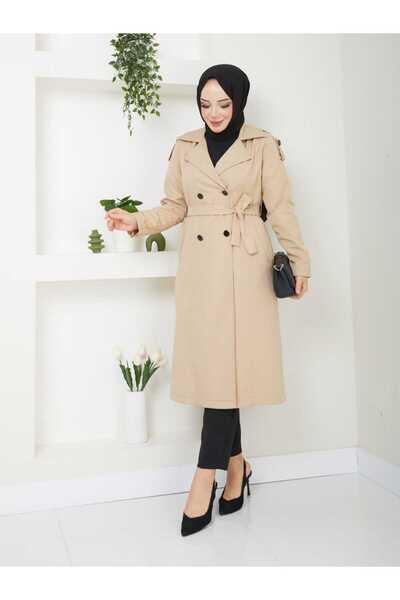 madoy Bej Klasik Trençkot – Zamansız Şıklık ve Modern Tasarım