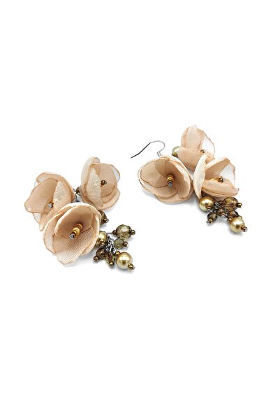Corizmi Elegant earrings with veil flowers, pearls and crystals, stainless steel, handmade, Sweet Love