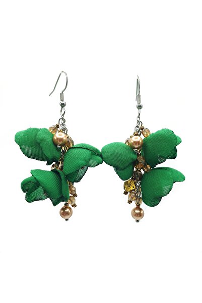 Corizmi Elegant earrings with veil flowers, pearls and crystals, stainless steel, handmade, Sweet Love