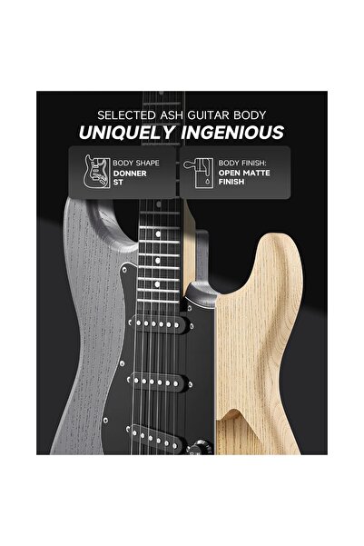 Donner DST-80 ST Elektro Gitar Seti (Matton Black)