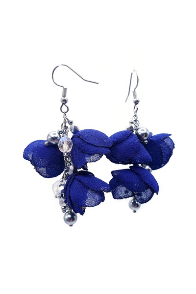 Corizmi Elegant earrings with veil flowers, pearls and crystals, stainless steel, handmade, Sweet Love