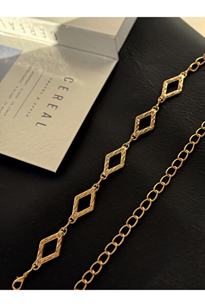 TABA BUTİK Curea cu lanț cu model geometric în culoarea aurie pentru femei