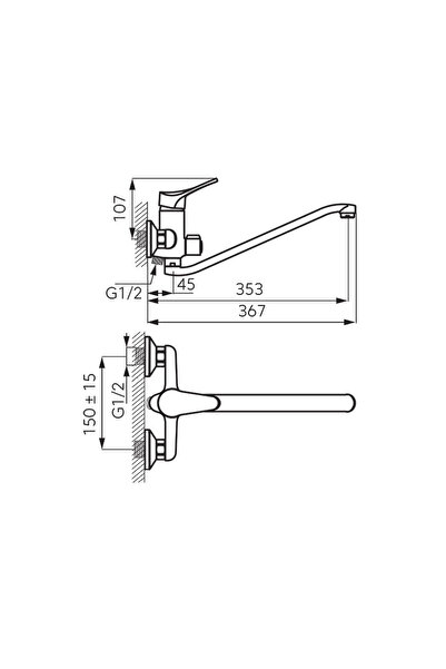 FERRO Baterie de lavoar de perete cu racord de dus VASTO