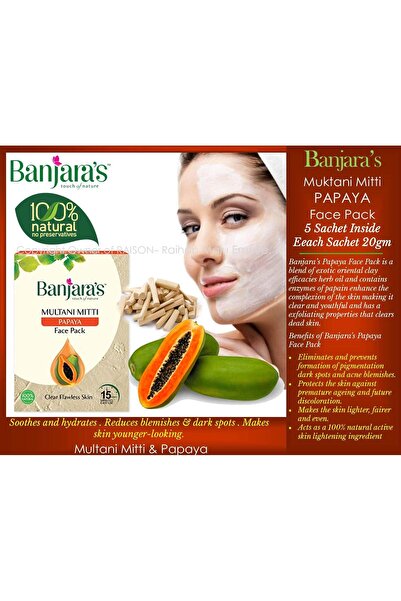Banjara's ملتاني ميتي مع البابايا - قناع للوجه - بشرة صافية وخالية من العيوب ...