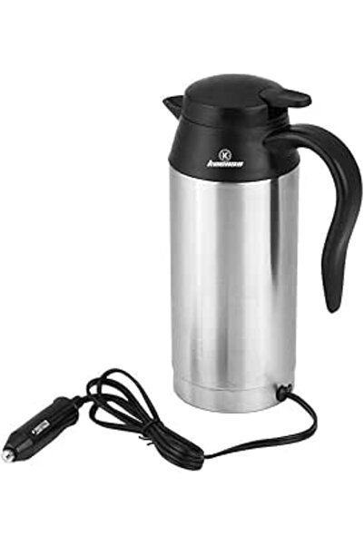 Generic غلاية مياه كهربائية للسيارة من كينسو، 12 فولت، 750 مل، كوب شرب محمول من الفولاذ المقاوم للصدأ لتسخين السيارة