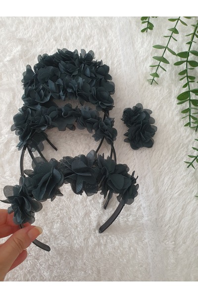 Fiyonks Atölye Set coroană și brățară pentru domnișoară de onoare cu henna, henna, set pentru domnișoară de onoare de nuntă, set de 5 coroane și 5 brățări