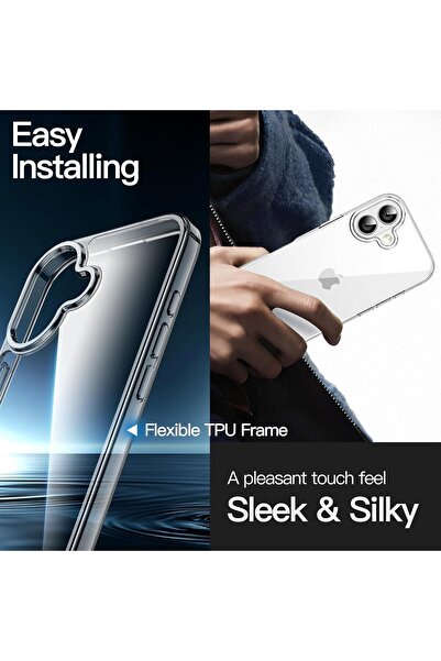 m.tk moveteck Apple iPhone 17 Kılıf Kamera Çıkıntılı Korumalı Yumuşak Şeffaf Renksiz Silikon Kapak