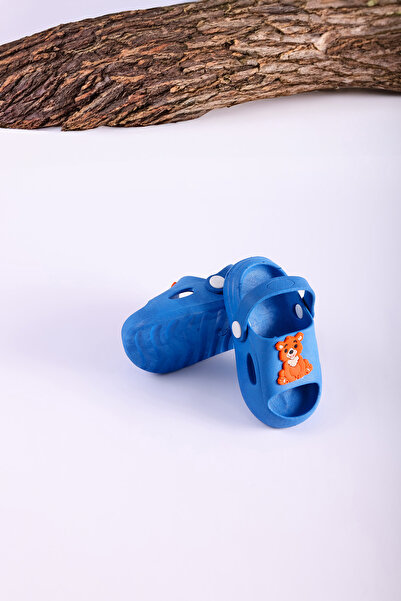 saramary Mavi Erkek Hayvan Figürlü Çocuk Sandalet Okul Kreş Havuz Ortopedik Kaydırmaz Sandalet Günlük Terlik