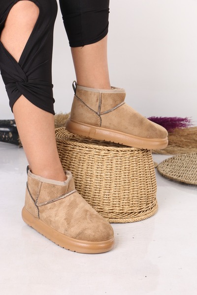 Sembu Mini Süet Yarım Bot Içi Tüylü Düz Taban Kadın Ayakkabı