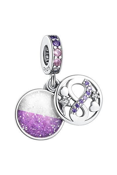 Dumledo Mor Sedefli Seni Sonsuz Seviyorum Charm | 925 Ayar Gümüş