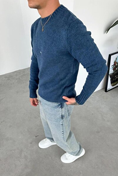 HAFKAGİYİM Indigo Silence Embroidery Soft Relaxed Sweater