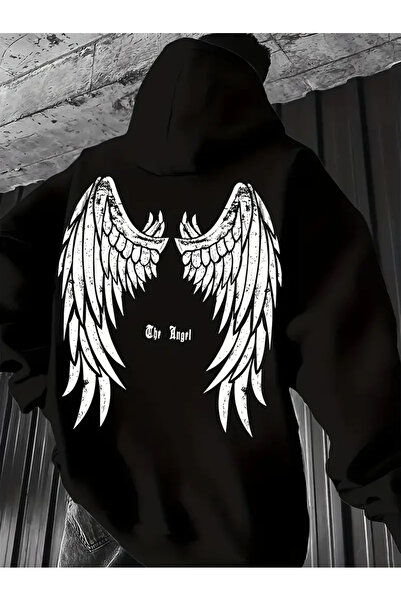 İSMTEXS سويت شيرت بقلنسوة مطبوع عليه جناح النسر بثلاثة خيوط للجنسين