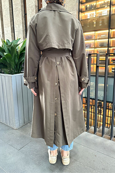 Ovn. Arka Pile Detaylı Trençkot - Haki