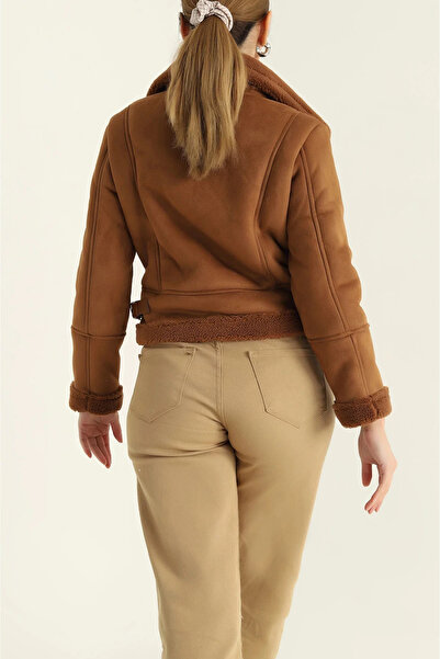 NOXS Palton din piele intoarsa cu blana interioara