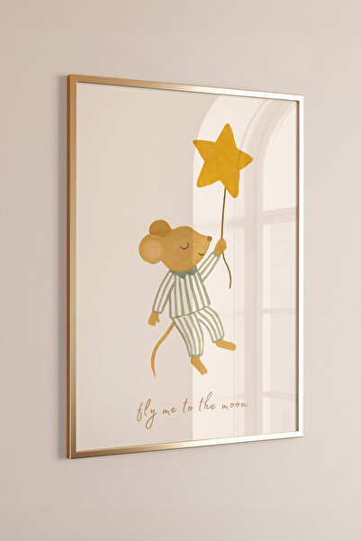 Posteria Tekli İskandinav Çocuk Odası Uyku Dekoru, Çocuk Odası Posteri Çerçev...