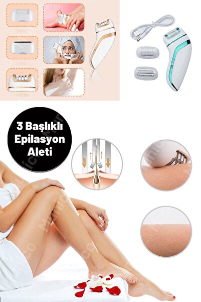 Munico Kadınlar İçin 3 Başlıklı Epilasyon Cihazı Yüz, Kol, Bacak ve Bikini Bölgesi İçin Uygun