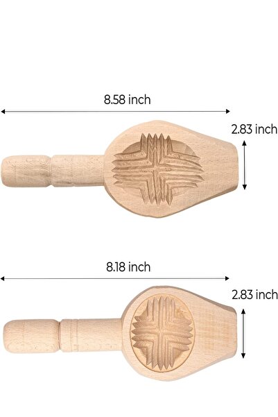 Bundera 4-Piece Wooden Cookie Mold for Baking, Carving Mold, Kerebiç Pastry Mold, Models According to Stock
