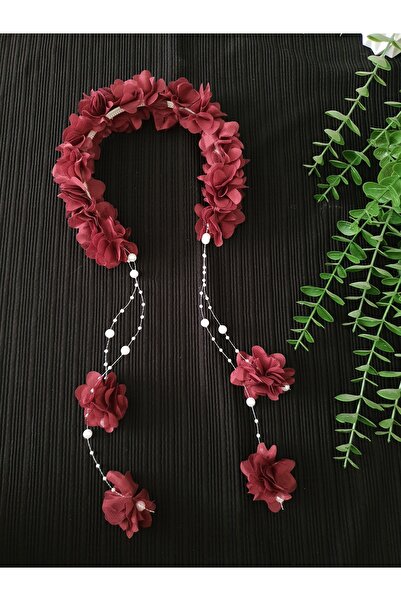 Fiyonks Atölye تاج مزين بالزهور واللؤلؤ، تاج الحناء، تاج الأمومة، تاج للمناسب...