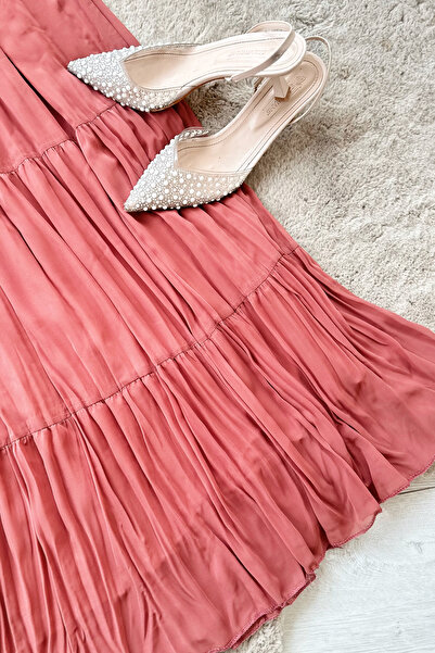 Kombinazon Pela Lined Chiffon Pink Skirt