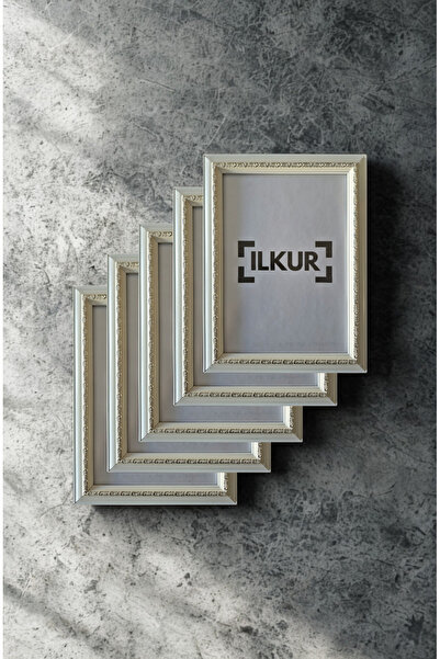 ilkur A4 Size (21X30) cm Classic Cut Classic Motif Matte Glass Frame Five Pieces