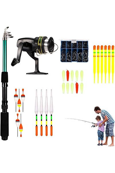 Generic طقم صنارات صيد للأطفال | طقم كامل من الألياف الزجاجية التلسكوبية | مل...