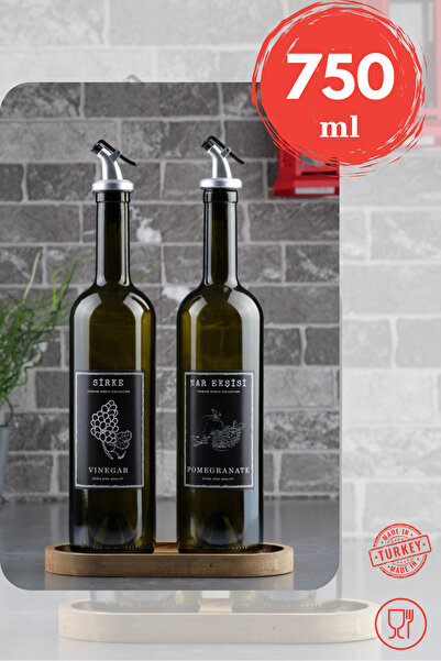 EA Home Concept Marasca 750 ml Glass Oil and Vinegar Bottle with Wooden Stand...