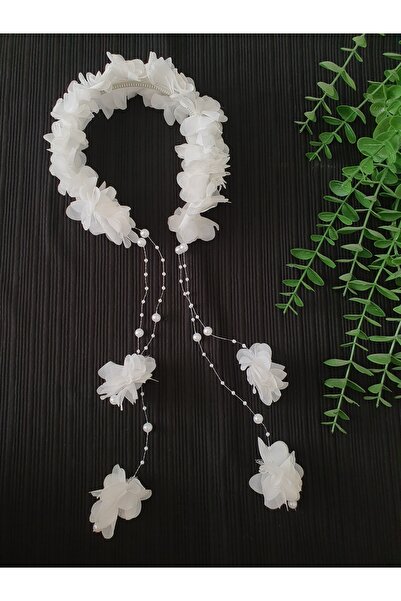 Fiyonks Atölye تاج مزين بالزهور واللؤلؤ، تاج الحناء، تاج الأمومة، تاج للمناسب...