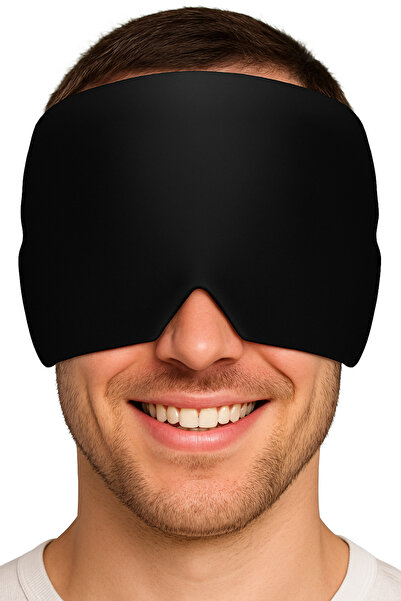 SEVENHİLLS Gel Filled Migraine and Headache Relief Headgear Eye Mask, Cold Compress Headache Bandage Black