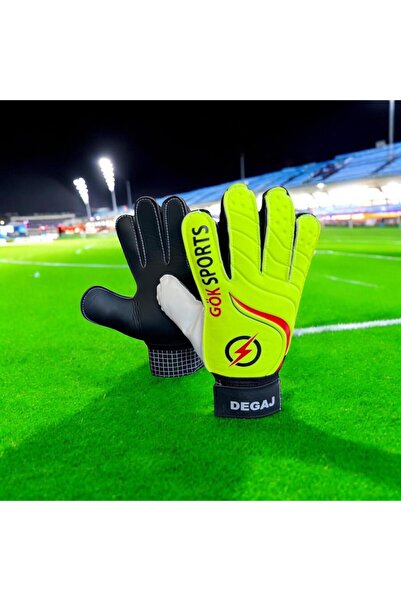 Gök Sports Degaj Kids Goalkeeper Gloves with Wrist Bandage Black Football Socks Goalkeeper Gloves 5-6-7 cm Palm