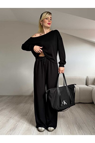 YK FASHION Düşük Omuz Detaylı Salaş Takım