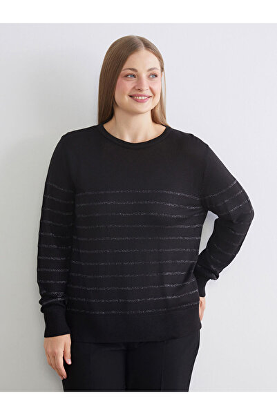 LC Waikiki Блестящи селекции от Shining Store | Дамски пуловер с райета и велосипедна деколте