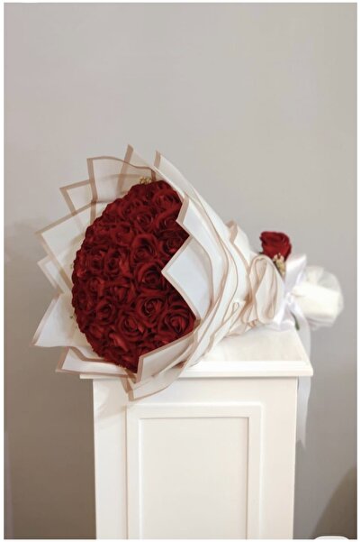 Nayino 41 Li Saten Kurdele Kırmızı Gül Buketi