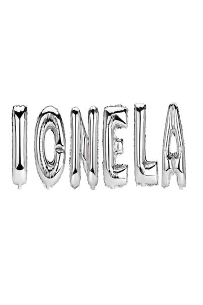 OEM Set baloane - Numele literei Ionela, argintii, 40 cm