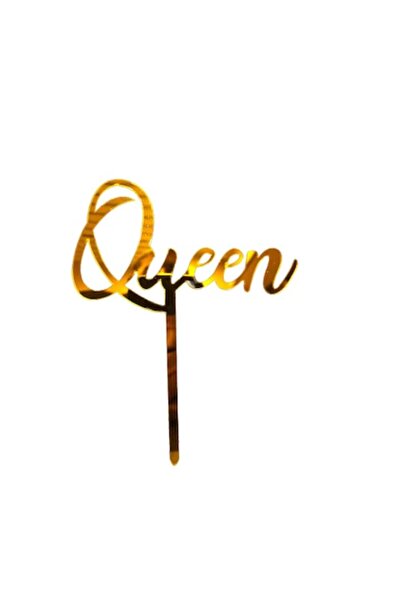 OEM Topper pentru tort model Queen, Auriu, 12x14cm