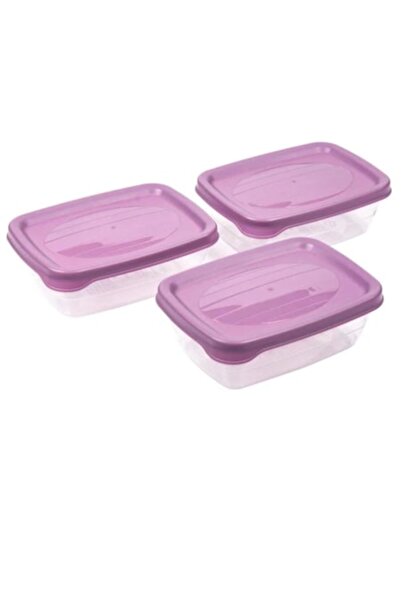 OEM Set 3 caserole alimentare, plastic, lila/transparent, 600ml, 14x9.5x5 cm