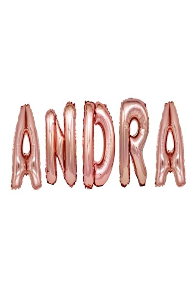 OEM Комплект балони с букви и име Андра, розово злато, 40 см