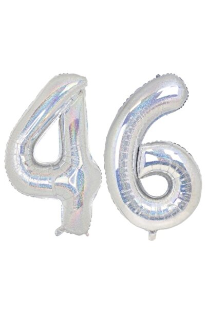 OEM Set de 2 baloane holografice din folie cu numere, 46 de ani, 100 cm