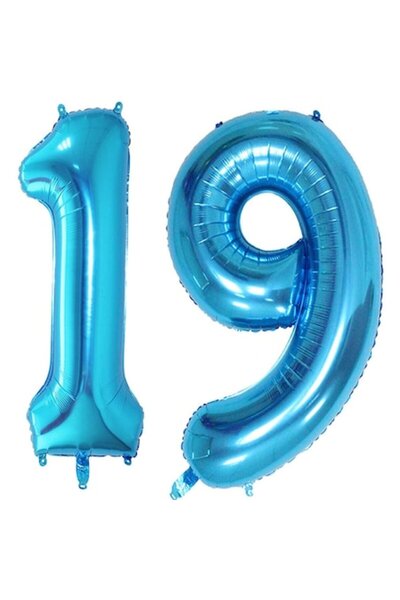 OEM Комплект от 2 фолийни балона, ESB, син, 19-ти рожден ден, 100 см