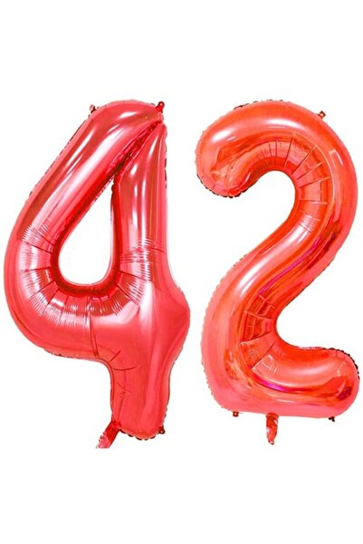 OEM Комплект от 2 фолиеви балона, ESB, червени, 42-ри рожден ден, 100 см
