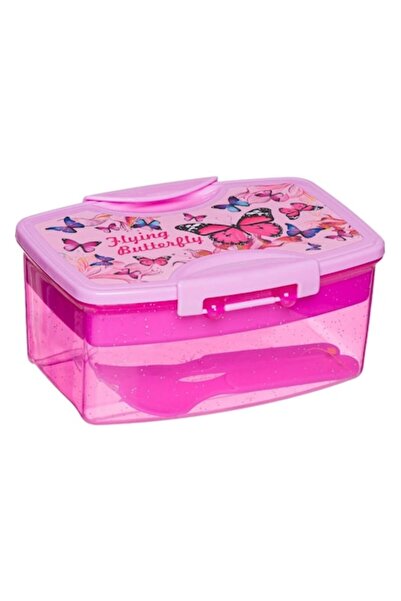 OEM Caserola Alimente, Model Fluturi, Roz, Capacitate 1.1L, Tavita Detasabila...