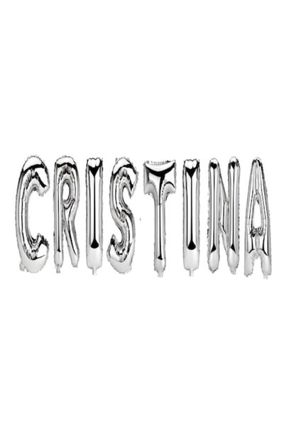 OEM Set baloane cu literă în formă de nume Cristina, argintii, 40 cm