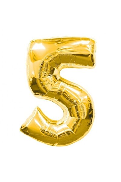 Advance Metallic foil figure balloon, number 5, gold, 100 cm