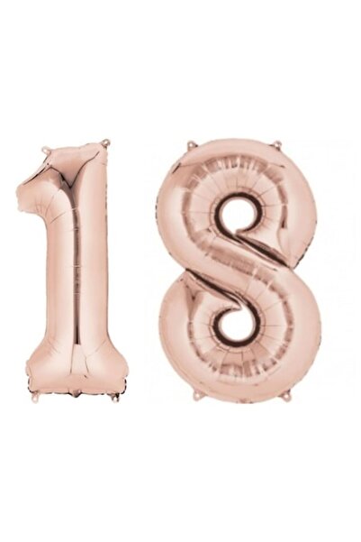 OEM Baloane aniversare 18 ani, auriu-roz, 101 cm + paie, rafie, bandă dublu a...