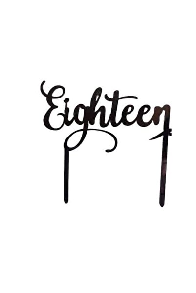 OEM Κέικ τοπερ για γενέθλια, μοντέλο eighteen, μαύρο, 14x14cm