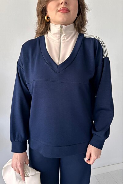 MaziButik Turtleneck Modal Suit Navy Blue