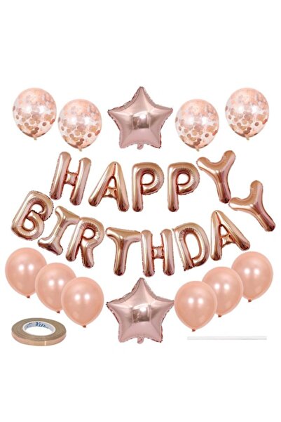 OEM Set 25 Baloane La Mulți Ani, Auriu Roz