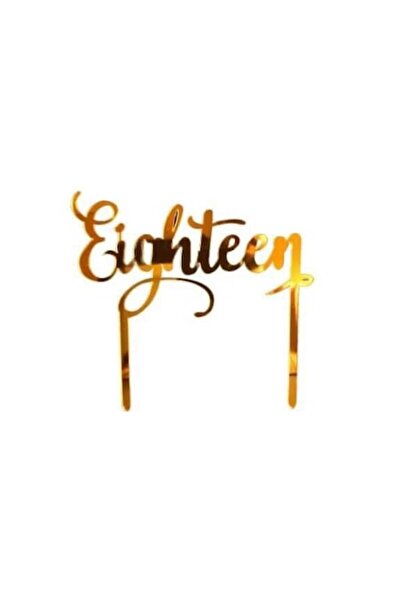 OEM Κέικ τοπερ για γενέθλια, μοντέλο eighteen, χρυσό, 14x14cm