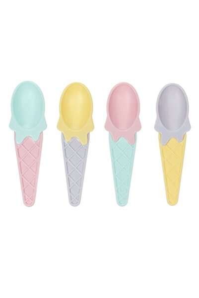 OEM Set 4 lingurițe pentru înghețată din plastic, pastel 12x3cm