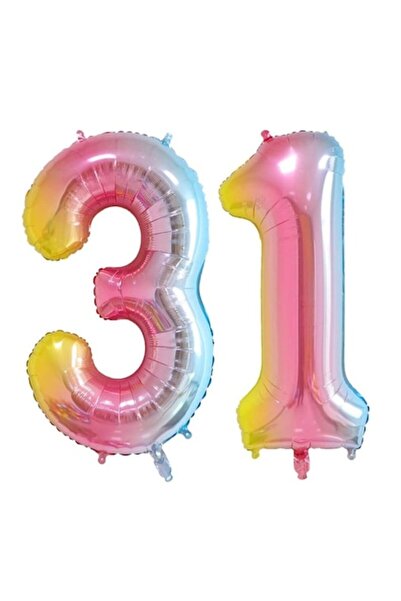 OEM Set 2 baloane folie cifra, ESB, Curcubeu, aniversare 31 ani, 105 cm