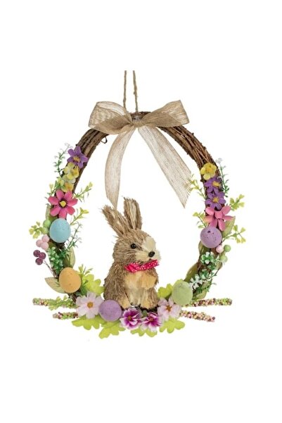 OEM Easter Wreath with Colored Eggs, Flowers and Bunny, 35 cm